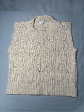 Madewell Women’s Cream Chunky Wool Cable-Knit Crewneck Sweater Vest Size XS